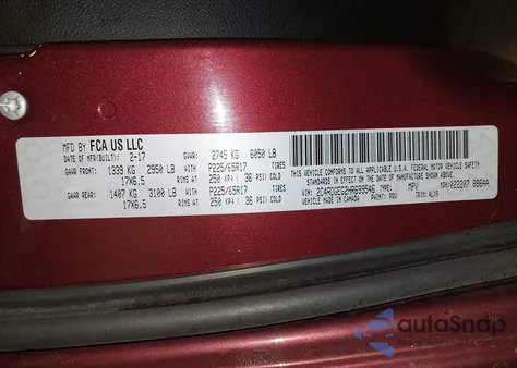 2017 Dodge Grand Caravan Gt z USA, uszkodzony, nr VIN 2C4RDGEG2HR699546